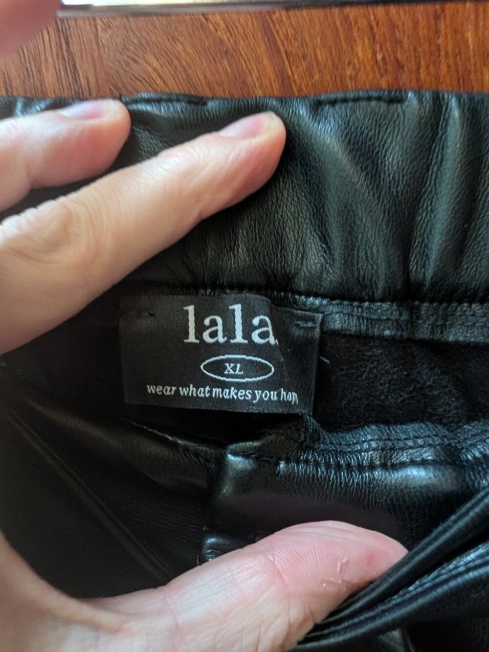 Dressed in Lala Told My Mom About You Vegan Leather Wide Leg Trousers Black XL - Picture 3 of 6